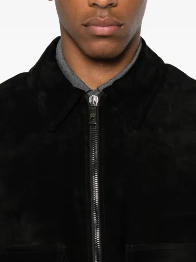 Giorgio Brato Flap-pocket Zip-front Suede Jacket In Black