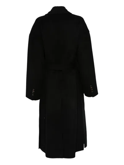 Iro Wool Coat With Belted Waist And Shawl Collar In Black