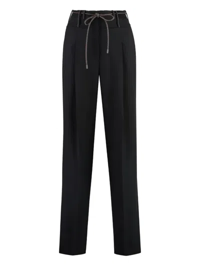 Peserico Drawstring-waist Trousers In Black
