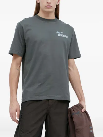 Ice & Techno Logo-print Crew-neck T-shirt In Green