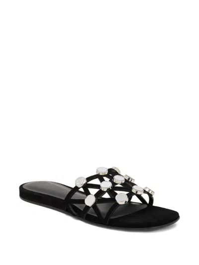 Attico Grid Studded Flats In Black
