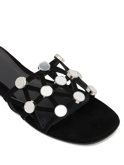 Attico Grid Studded Flats In Black