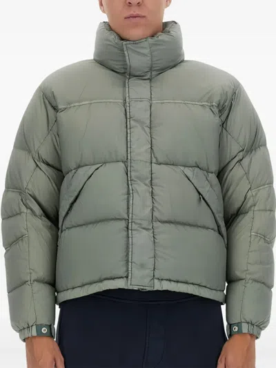 Ten C Quilted High Neck Down Jacket With Adjustable Hemline In Green