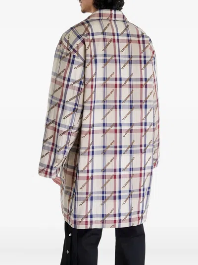 A Bathing Ape Logo-check Pattern Coat In Multi