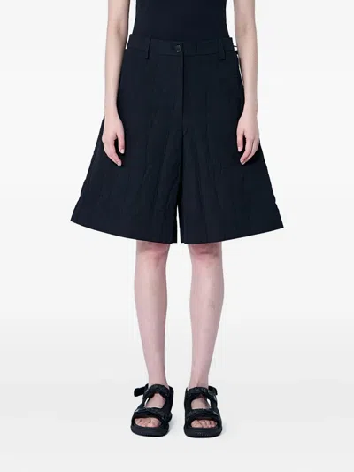 Cecilie Bahnsen Annika Quilted Knee-length Shorts In Black
