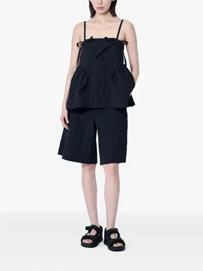 Cecilie Bahnsen Annika Quilted Knee-length Shorts In Black