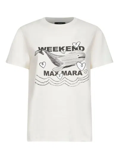 Weekend Max Mara Whale-print Crew-neck T-shirt In White