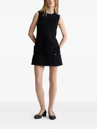Patou Boiled Wool Mini Dress In Black