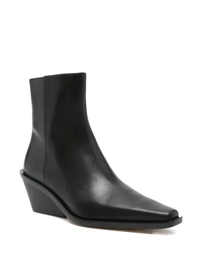 Michael Michael Kors 65mm Leather Cowboy Boots With Zip Closure In Black