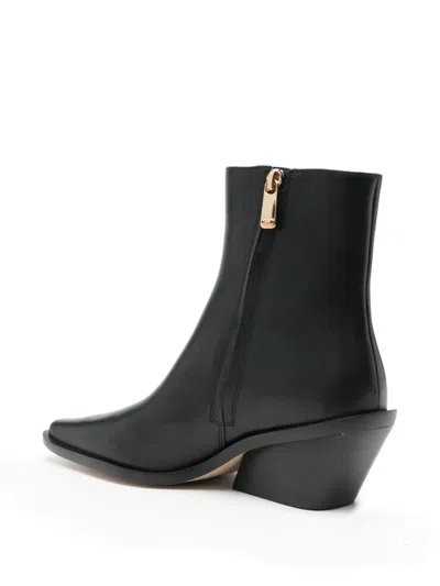 Michael Michael Kors 65mm Leather Cowboy Boots With Zip Closure In Black