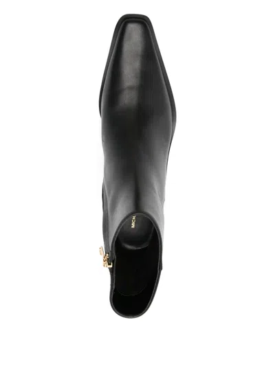Michael Michael Kors 65mm Leather Cowboy Boots With Zip Closure In Black