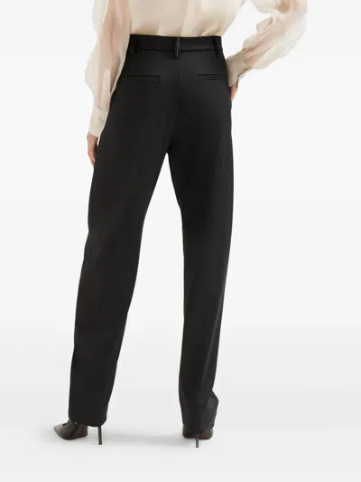Brunello Cucinelli Satin Slouchy Trousers With Monili In Black