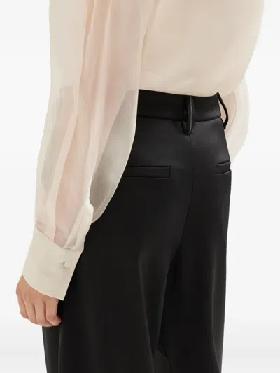 Brunello Cucinelli Satin Slouchy Trousers With Monili In Black