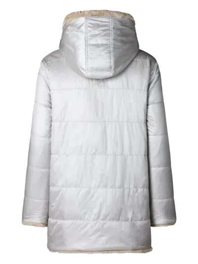 Save The Duck Hooded Quilted Faux-fur Coat In Gray