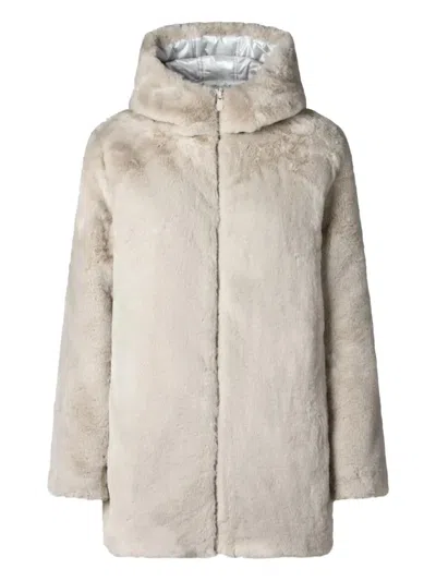 Save The Duck Hooded Quilted Faux-fur Coat In Gray