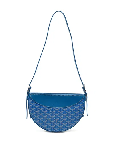 Pre-owned Goyard Ine-canvas Half-moon Shoulder Bag In Blue