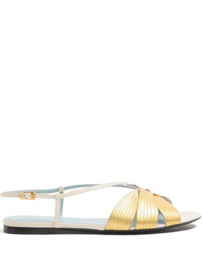 Valentino Foliefoliage Bicolor Leather Slingback Sandals