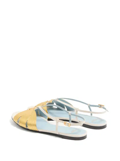 Valentino Foliefoliage Bicolor Leather Slingback Sandals