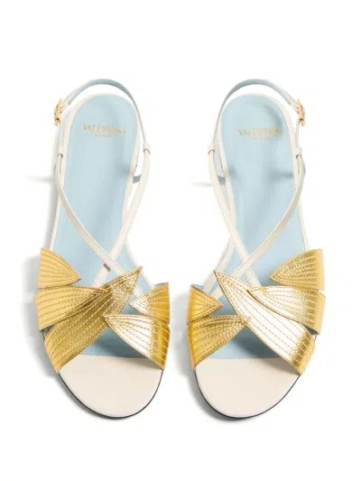 Valentino Foliefoliage Bicolor Leather Slingback Sandals