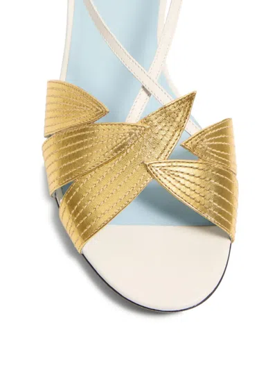 Valentino Foliefoliage Bicolor Leather Slingback Sandals