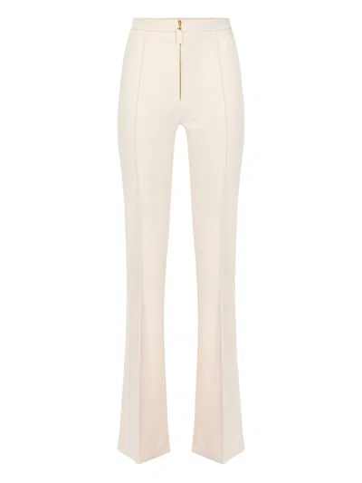 Elisabetta Franchi Zip-front Flared Trousers In Neutral