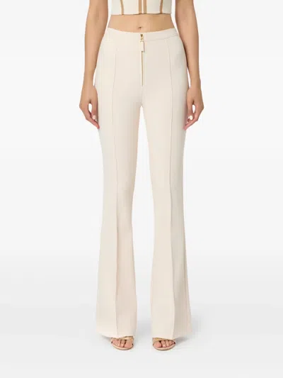 Elisabetta Franchi Zip-front Flared Trousers In Neutral