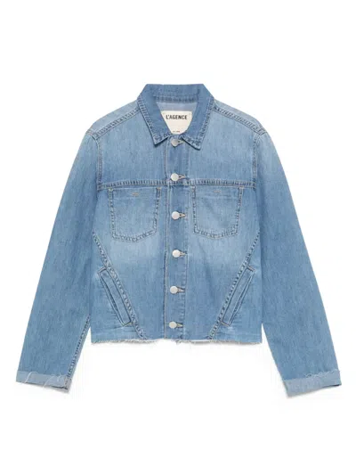 L Agence Seam-embellished Denim Jacket In Blue