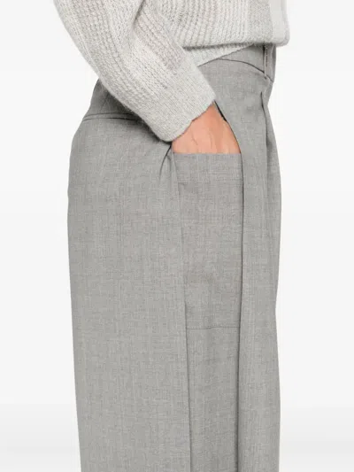 Peserico Pleated Wool-blend Knee-length Shorts In Gray