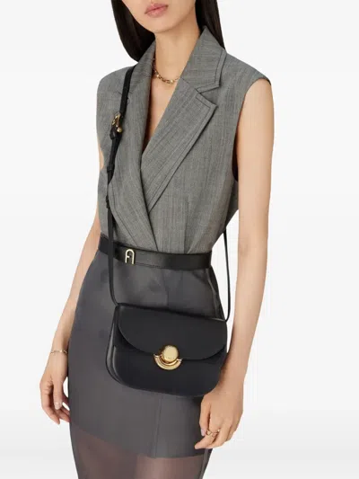 Furla Sfera Shoulder Bag Black In Smooth Leather In Black