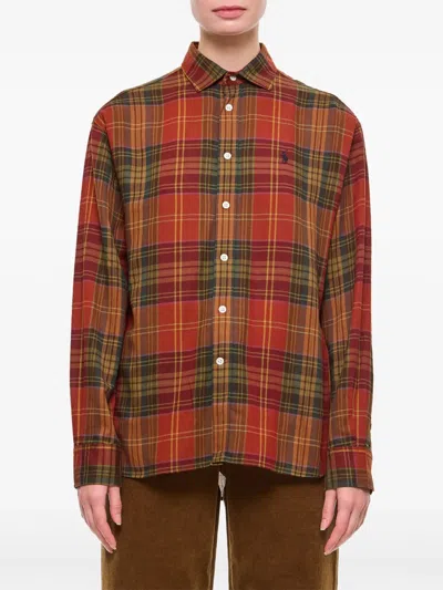 Polo Ralph Lauren Long Sleeve Front Button Shirt In Red