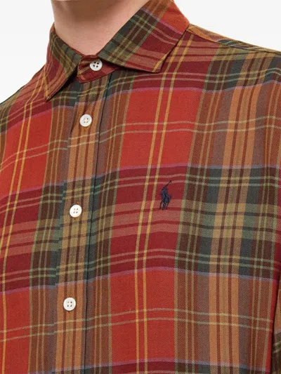 Polo Ralph Lauren Long Sleeve Front Button Shirt In Red