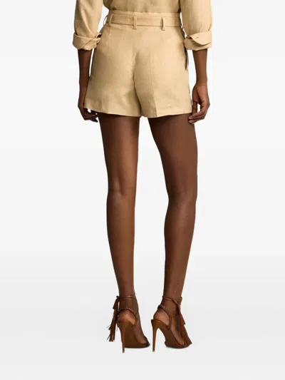 Ralph Lauren Denise Belted Linen Shorts In Gray