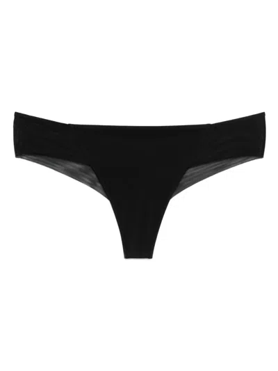 La Perla Mesh-paneled Thong In Black