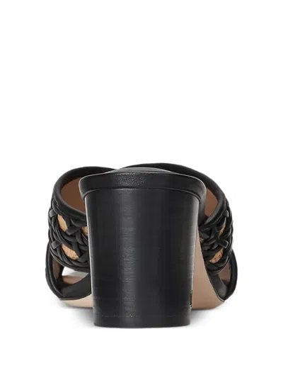 Ralph Lauren 60mm Woven Cross-strap Heeled Sandals In Black