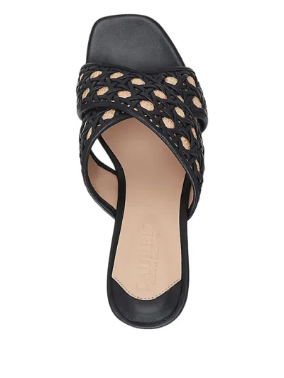 Ralph Lauren 60mm Woven Cross-strap Heeled Sandals In Black
