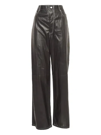Pre-owned Helmut Lang Leather Contrast-stitch Trousers