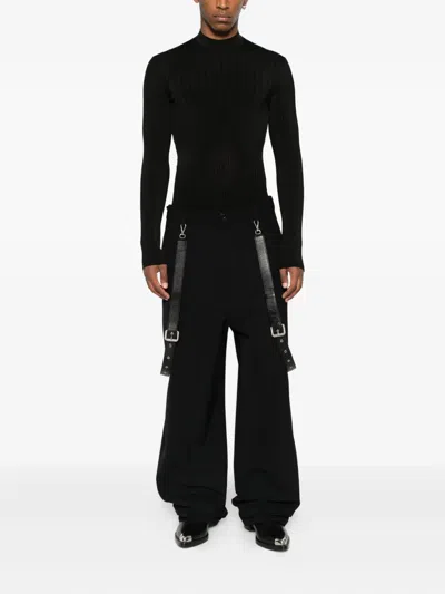 Mugler Ribbed High-neck Sweater In Black