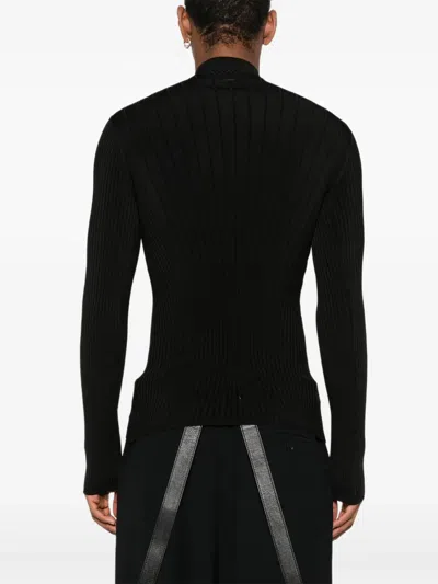Mugler Ribbed High-neck Sweater In Black