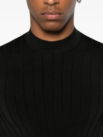 Mugler Ribbed High-neck Sweater In Black