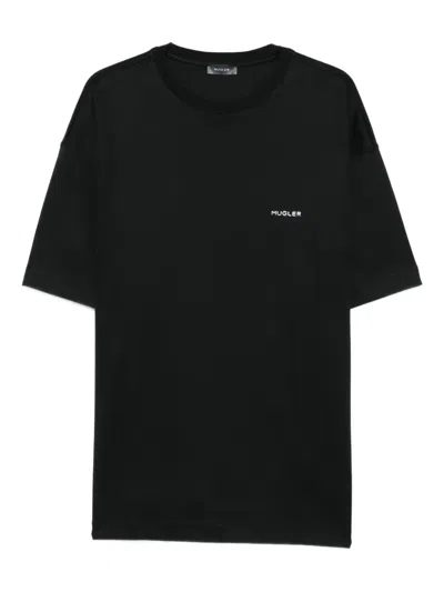 Mugler Logo Cotton T-shirt In Black