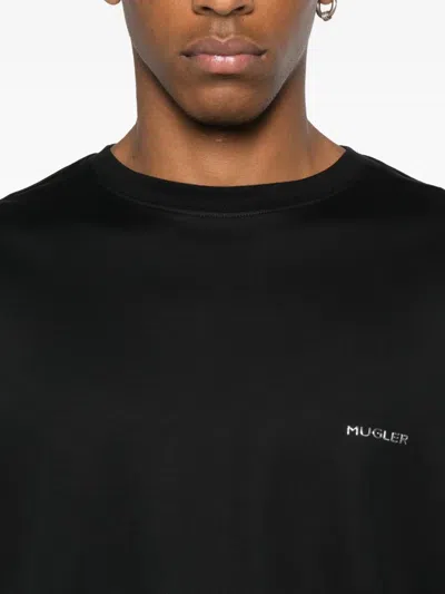 Mugler Logo Cotton T-shirt In Black