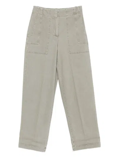 Peserico Patch-pockets Cropped Trousers In Gray