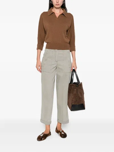 Peserico Patch-pockets Cropped Trousers In Gray