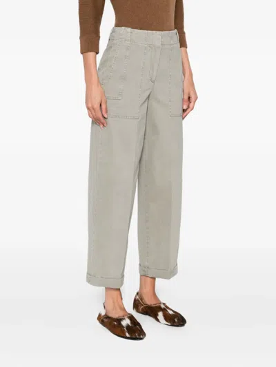 Peserico Patch-pockets Cropped Trousers In Gray