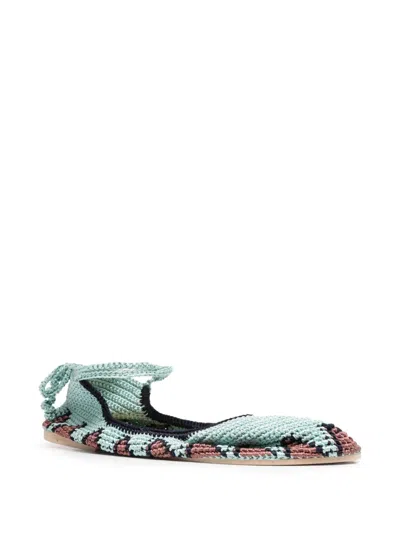 钩编针织芭蕾平底鞋