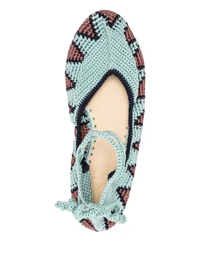 钩编针织芭蕾平底鞋