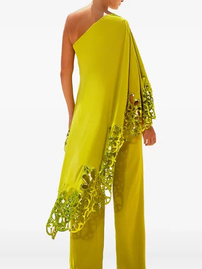 Maestri Sequin-embellished One-shoulder Jumpsuit