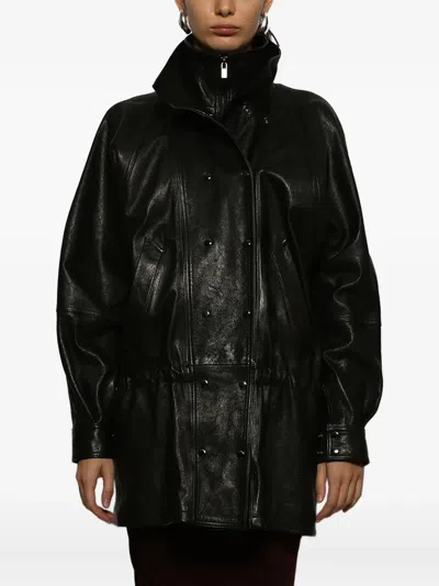 Magda Butrym Double-breasted Leather Jacket In Black