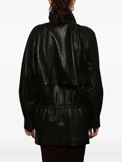 Magda Butrym Double-breasted Leather Jacket In Black