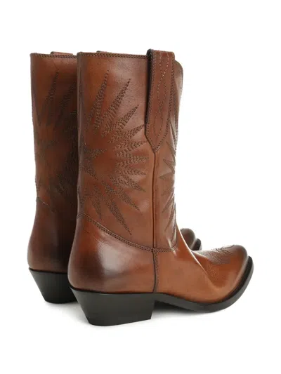 Golden Goose Wish Star Low Boots With Embroideries Leather Upper